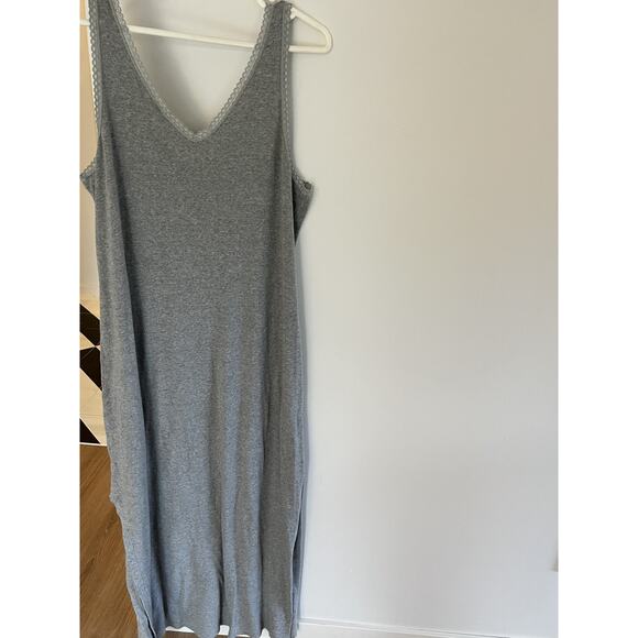 Victoria's Secret Nightgown Sleep Tank Dress Maxi L Gray Cotton Minimalist - Picture 1 of 6